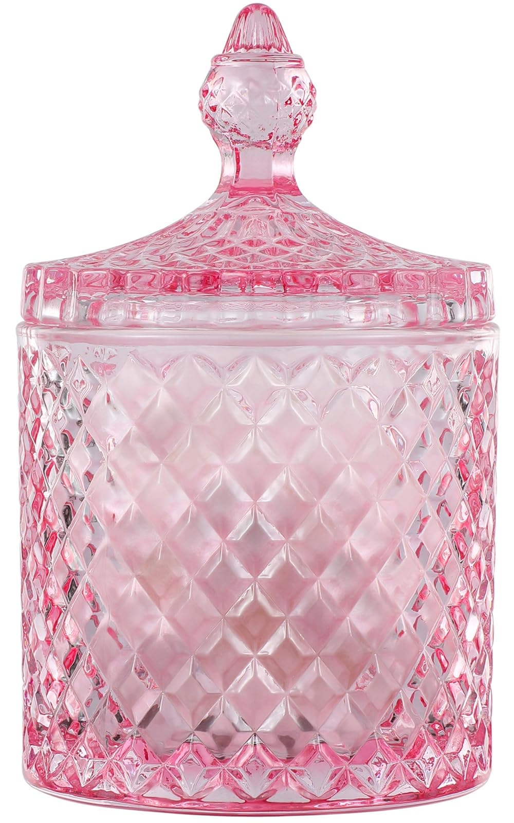 Qtip Holder Glass Apothecary Jars with Lid for Bathroom Canisters Dispenser Decor Storage Organizer for Cotton Swabs Balls Pads Floss Picks Candy Pink