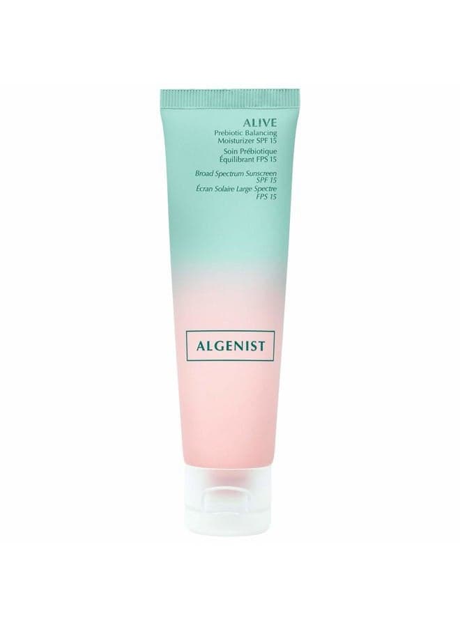 ALIVE Prebiotic Balancing Moisturizer SPF15 - Moisturizing Mineral Sunscreen for Face, Neck & Chest with Prebiotics - Zinc Oxide Facial Sunscreen (50ml / 1.7oz)