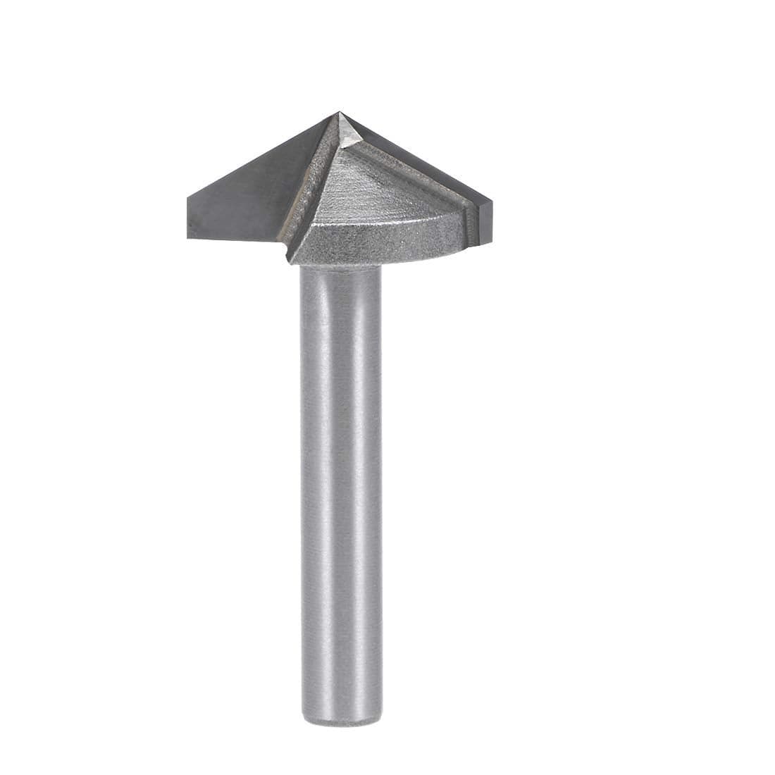 uxcell 120 Degree VGroove Router Bit 22mm Dia with 6mm Shank Titanium Steel Tipped V Grooving Bit Gray