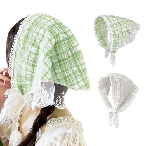 MAYCREATE® 2Pcs Head Scarf for Women Stylish Boho Lace Head Scarfs Countryside Triangle Bandana Headband Soft Head Coverings Comfy Beach Headwraps Hair Scarf Gift for Women, Girls