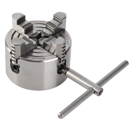 Lathe Chuck, K72-80 4 Jaw 3.15 Inch 4000r per min Independent and Reversible Jaw Metal Lathe Chuck Turning Machine Accessories with 1 Hex wrench and 3 Screws