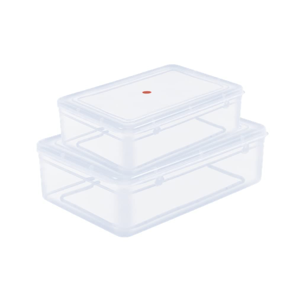 SHOPATHON INDIA IN89 Clear Transparent Plastic Storage Box Organizer Rectangle Medium Size Container With Lid And Lock For Multipurpose Jewellery Stationery Cosmetics Combo 2 Box