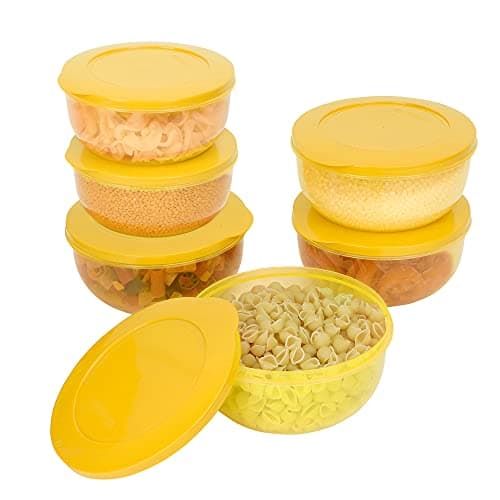 Cutting EDGE 1300ml Eco-Storage Plastic Container & Organizer Set of 6 for Kitchen, Refrigerator, Lunch & Food Storage (Yellow)
