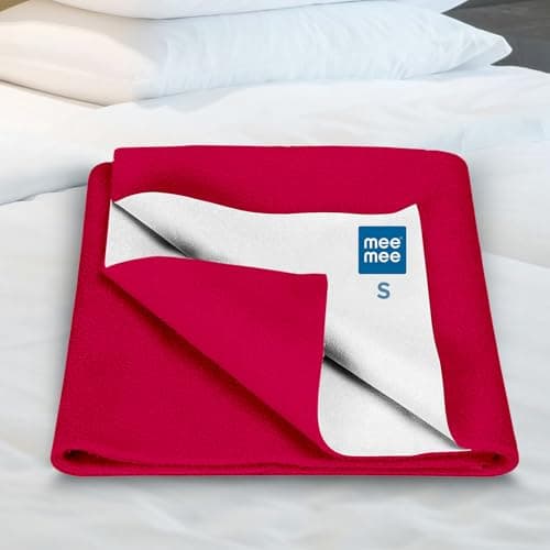 Mee Mee Reusable Water Proof Cotton Bed Protector Sheet/Extra Absorbent Mat/Dry Sheets/Urine Sheet/Dry Mat(Small, Dark Pink)(50CmX70Cm)