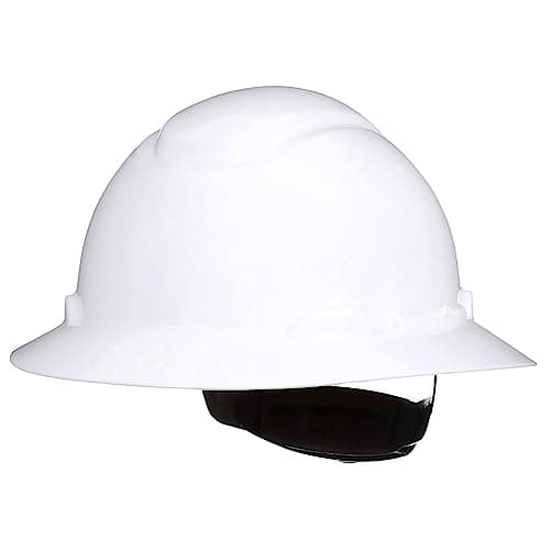 3M Hard Hat SecureFit H-801SFR-UV, White, Non-Vented Full Brim Style Safety Helmet with Uvicator Sensor, 4-Point Pressure Diffusion Ratchet Suspension, ANSI Z87.1