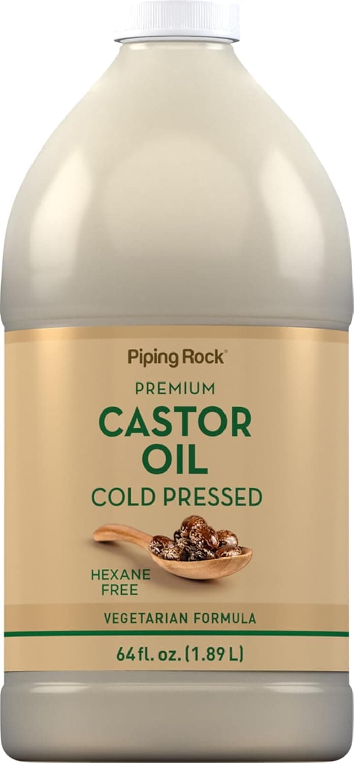 Piping Rock Castor Oil 64 oz For Hair Skin Face and Eyelashes Cold Pressed Hexane Free Premium Vegetarian Formula Gluten Free NonGMO