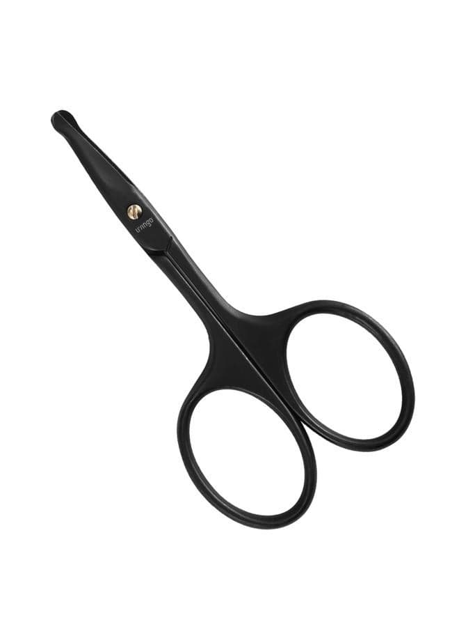3.75" Premium Nose Hair Scissors, Curved Safety Blades with Rounded Tip for Trimming Small Details Facial Hair, Ear Hair, Eyebrow (Black)