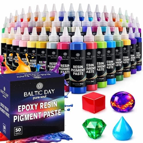 BALTIC DAY 50 Color Pigment Paste for Epoxy Resin Set Vibrant LongLasting UVResistant UltraConcentrated HighGloss Opaque Mica Powder Paste for River Tables Jewelry Tumblers Crafts