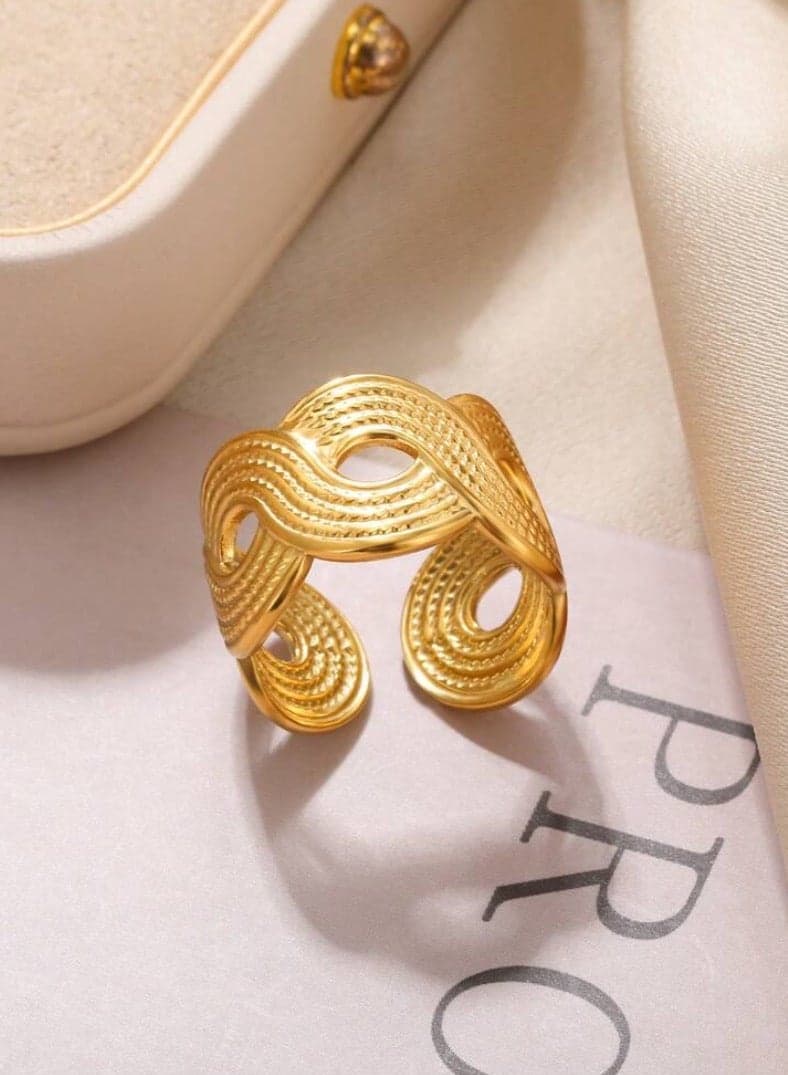 Stainless Steel Gold Plated Ring For Women One Size