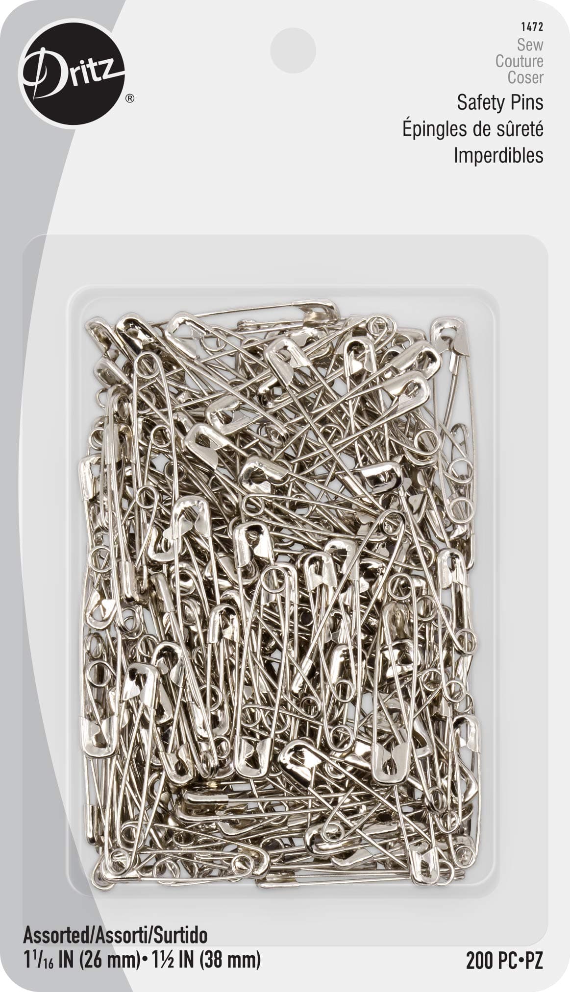 Dritz 1472 Safety Pins Size 1 2 200Count