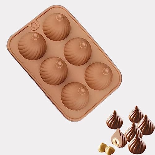 MoldBerry Silicone Chocolate Mould | 6 Cavity Silicone Modak Shape Chocolate Mould | Modak Filling Mould for Brownie, Cake, Cookie, Fondant, Candy, Pudding (Multicolor - PK1)