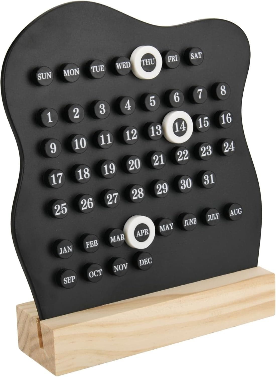 Wooden Perpetual Calendar Desktop Display - Reusable ABS Month Week Date Desk Calendar for Office, Home, Shop Decor, Montessori Style Adjustable Gift