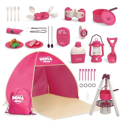 KOALA DIARY Kids Camping Set an Outdoor Campfire Toy Set Featuring a Tent Oil lamp Stove and MoreGift Idea for Girls Age 3 Year Old Birthday Christmas