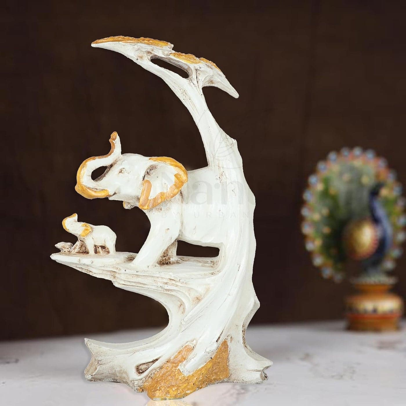 nantan Handicrafts Elephant Decorative Statue Showpiece Figurine Fengshui Vastu Lucky Decorative Items for Home Decor Living Room Office Desktop Decoration Diwali Gifts for Family and Friends