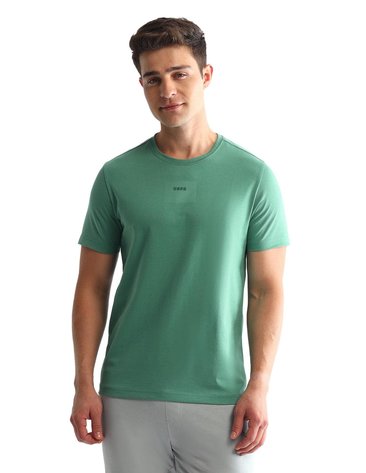 U.S. Polo ASSN. Mens Comfort Fit Round Neck Loungewear T-Shirt (Malachite Green M)