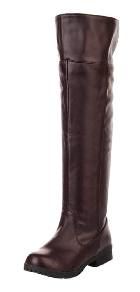 ACE SHOCK Men's Cosplay Boots Knee High Equestrian Boots Costume Shoes (9.5, brown)