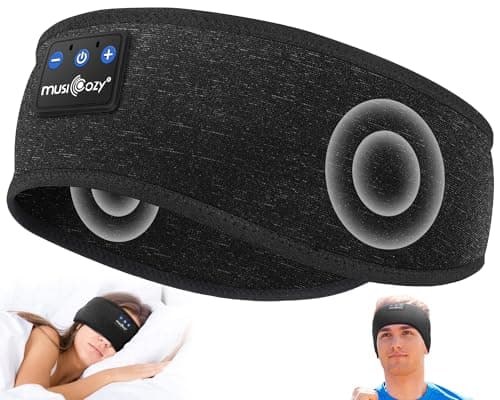 MUSICOZY Sleep Headphones Bluetooth 54 Headband Wireless Earphones Music Sleep Earbuds Sleeping Eye Mask with HD Stereo Speakers for Workout Running Travel Yoga Ideal Gifts DoubleSided Black