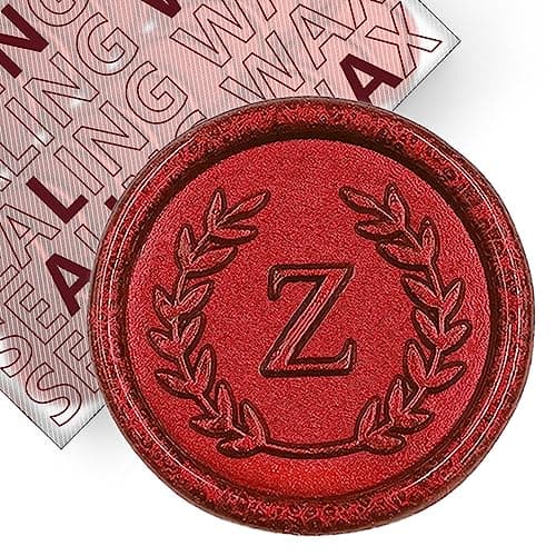25Pcs Red Letter Z Adhesive Wax Seal Stickers HandMade No Need Seal Stamp Tear and Use Wax Stickers for Wedding Invitations Envelopes Christmas Gift