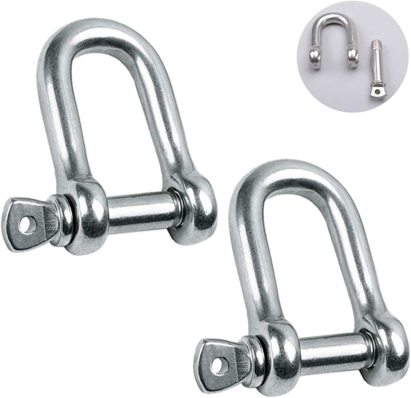 Metown Stainless Steel 304 D Shape Shackle - Screw Pin Anchor Shackle for Heavy Duty Construction and Outdoor Use