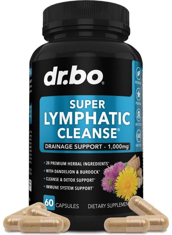 Lymphatic Drainage Supplements Pills - Lymphatic Support Total Herbal Cleanse Products Echinacea, Ginger, Dandelion, Red Root & Red Clover Supplement - Lymph Node Detox Cleanse Lymph System Drainage