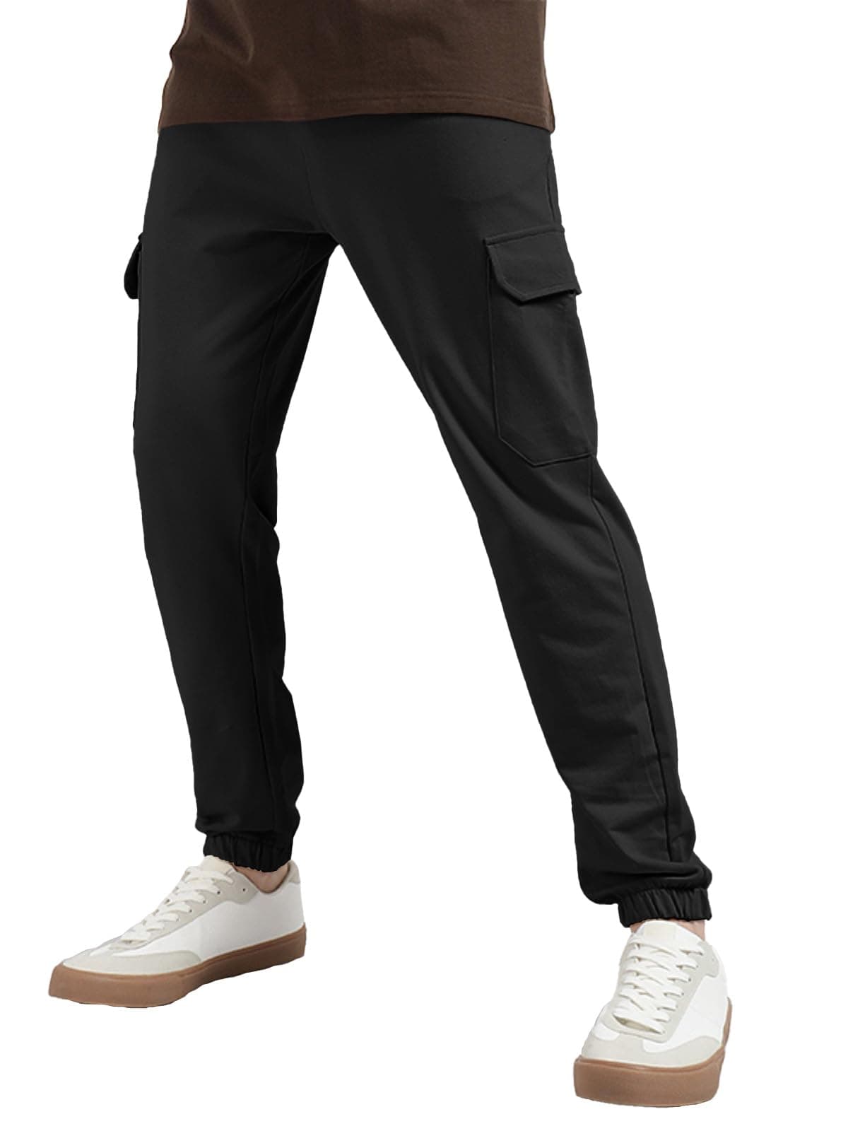 Veirdo® 100% Pure Cotton Regular Fit Black Mid Rise Trackpants with Pocket for Men & Boys (VDMBW0300002_XXL)