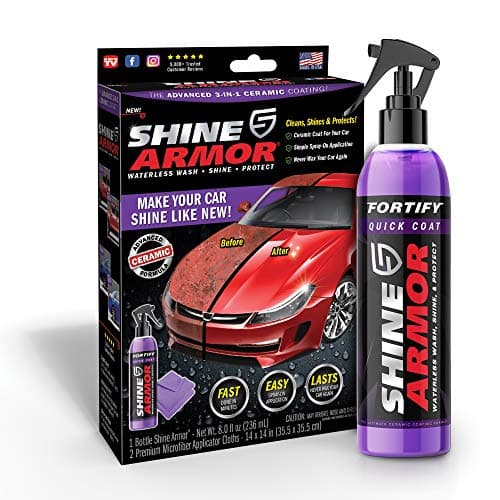SHINE ARMOR Fortify Quick Coat High Performance Ceramic Coating Car Wax Spray Hydrophobic Top Coat Polish and Polymer Paint Sealant Protection for Vehicle Leather Seat Tires Bumpers Rims Made in