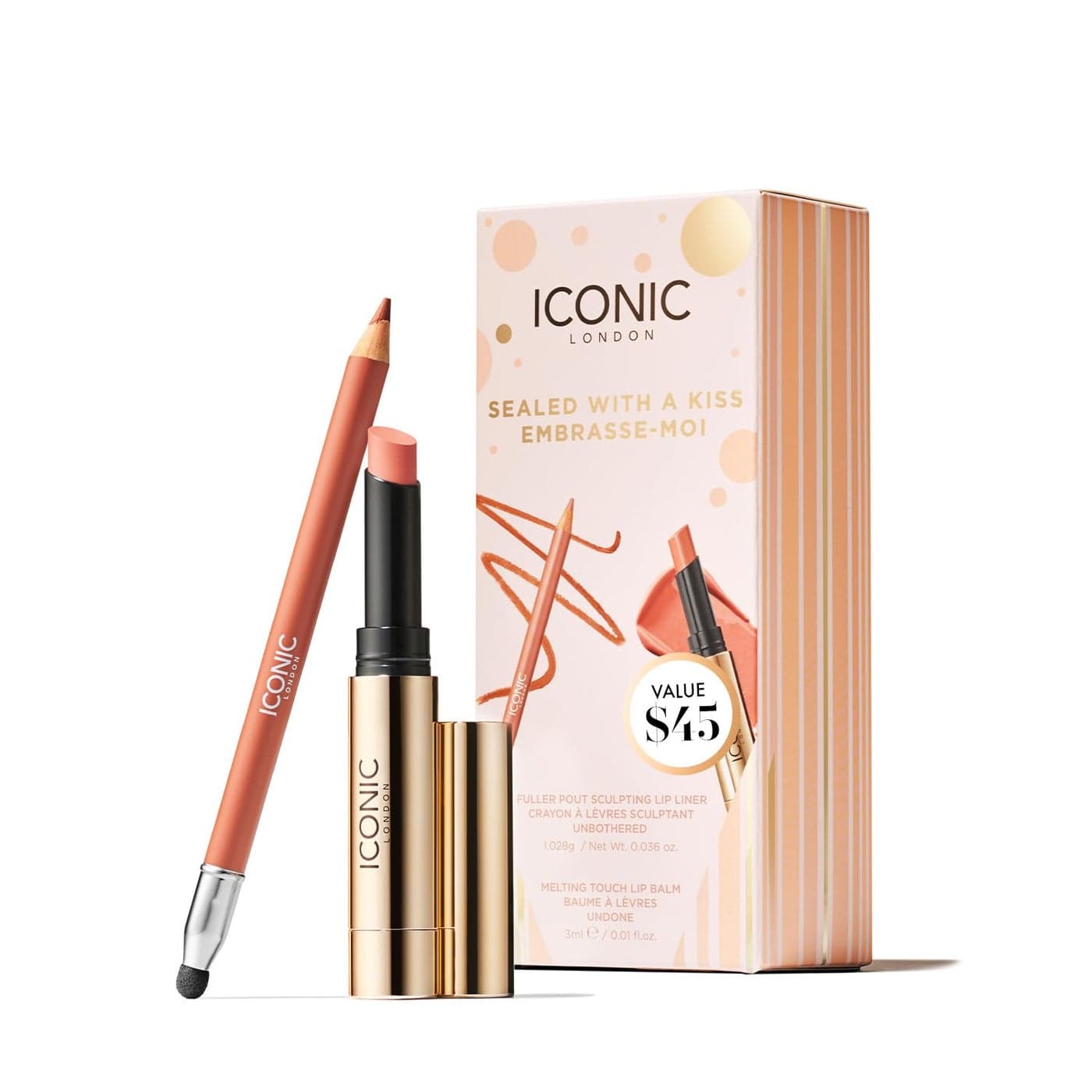 ICONIC LONDON Sealed with a Kiss Gift Set Includes Melting Touch Lip Balm Undone and Fuller Pout Sculpting