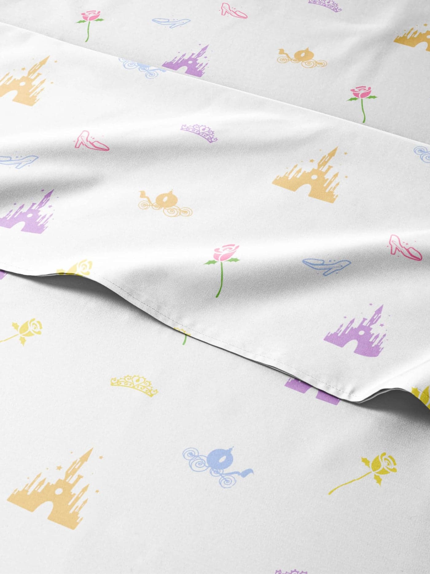 Kids Twin Size Princess Bed Sheets 3 Piece Kids Princess Sheet Set Castle Themed Bedding UltraSoft Cute Cozy Breathable Machine Washable Rose Bed Set for Boys Girls Teens Toddlers