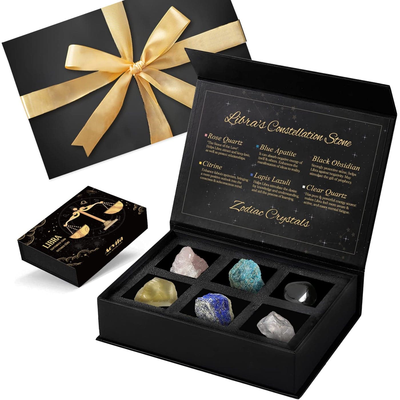 Libra Birthday Gifts for Women Libra Crystals Birthstones Gifts Box Set with Gift Wrap Ribbon Bow Greeting Card Zodiac Gifts Astrology Gifts Birthday Gifts for Her Mother Sister Best Friends