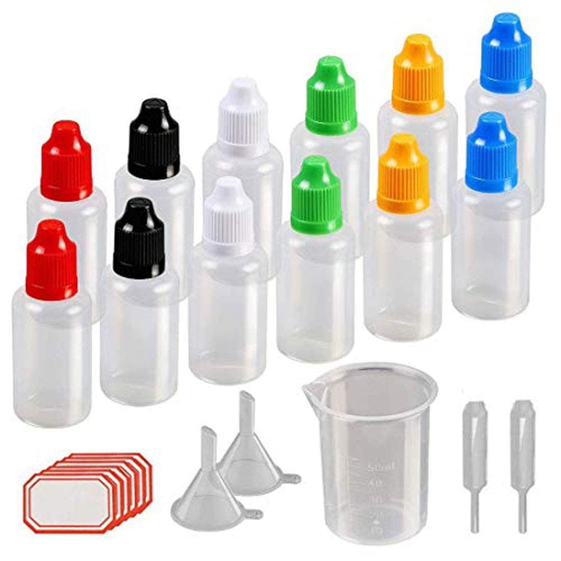 DIY Crafts Design No 1 Pack of 36 Pcs Plastic Squeezable Liquid Bottle with Childproof Cap Thin Tip Funnel Measuring Cup Pipette fo Design No 1 Pack of 36 Pcs