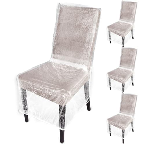 Remagr 4 Pcs Plastic Dining Chair Covers Protectors Clear Protector Waterproof Seat Cover, Fit W/21 x D/20 Inch