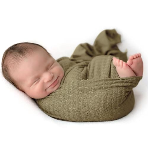 Newborn Photography Props for Baby Boys and Girls Newborn Wraps for Infant Baby Photoshoot Waffle Texture Knit Blanket