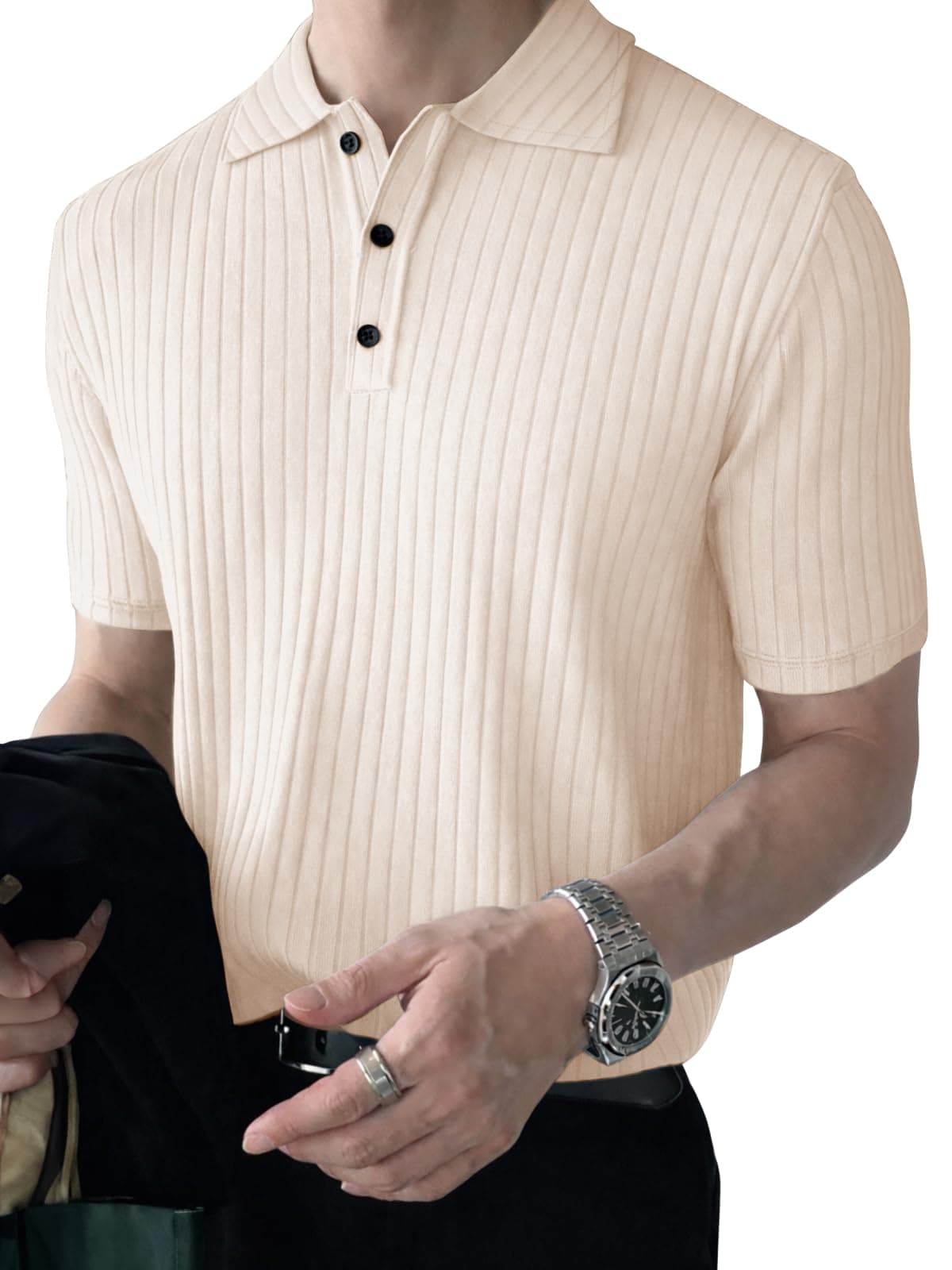 Noble Monk Solid Polo Neck Tshirt | Collar Tshirts | Half Sleeves | Plain-Regular Fit Textured Tshirt for Man