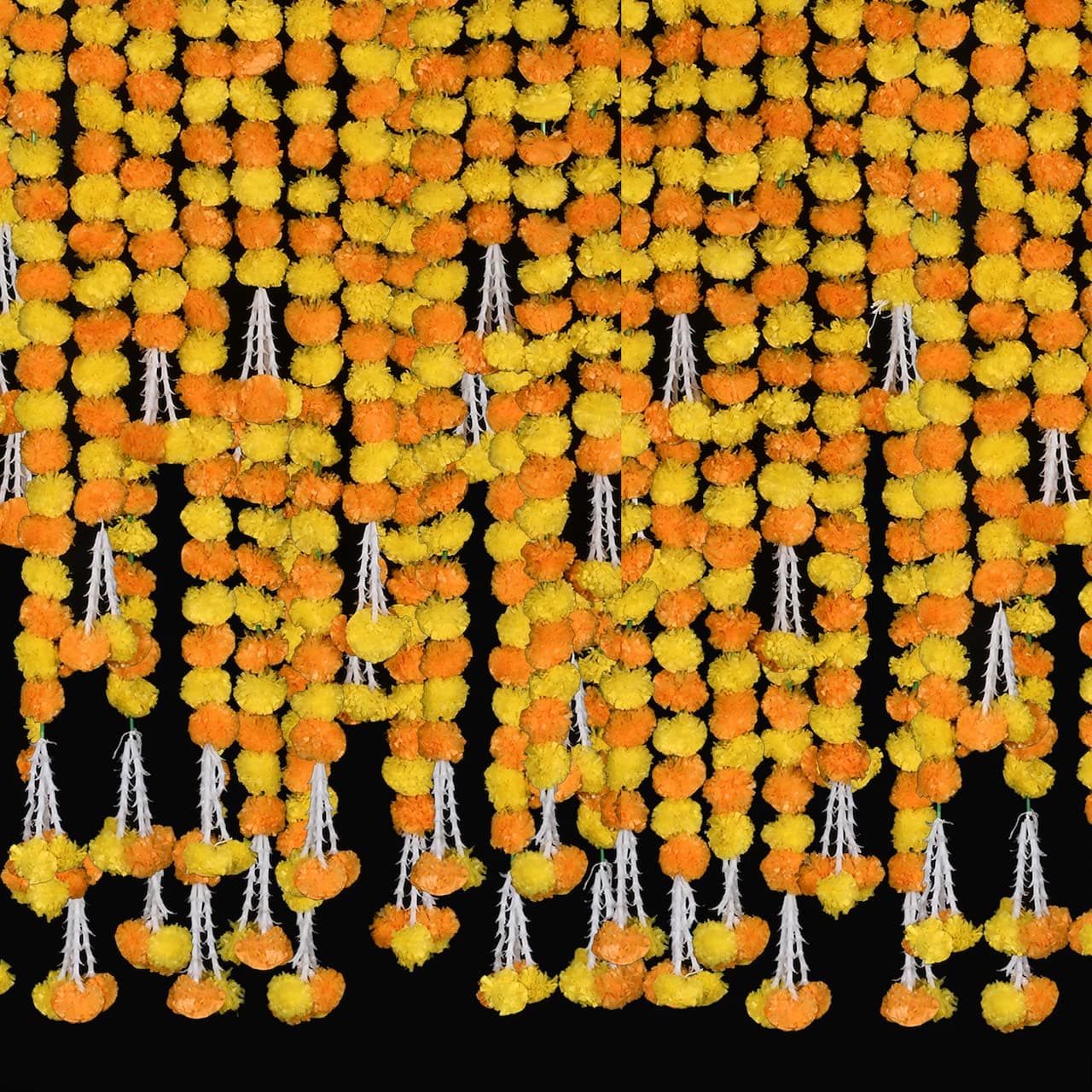 Krati Exports 5 feet Marigold Garland IndianAmerican Wedding Party Mantle Decoration Faux Garlands Wedding Garland Diwali Decoration Spring Bush Floral Lemon Yellow Mango Yellow Mix 5