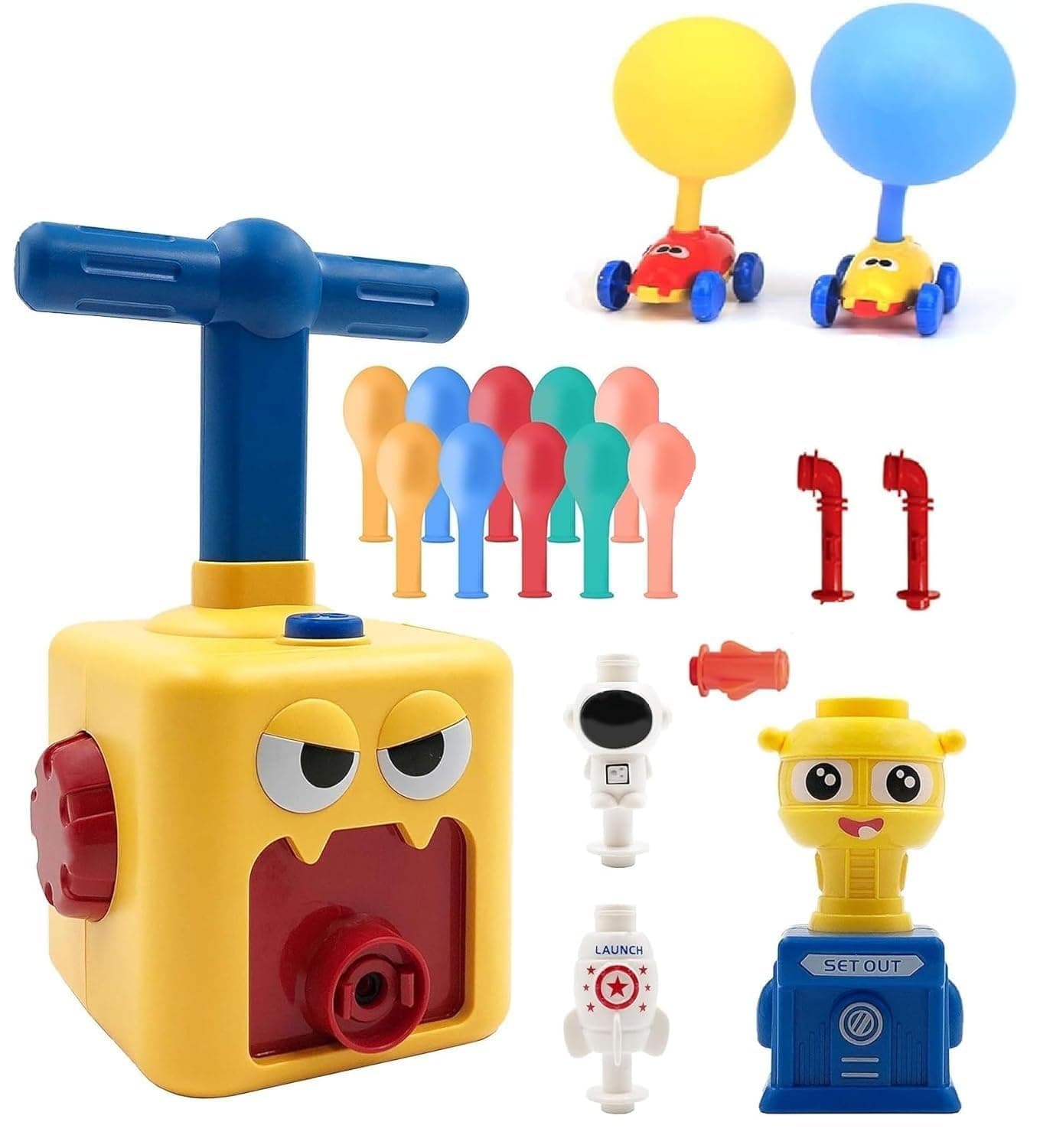 Galaxy Hi-Tech Balloon Launcher Car Toy Set, Balloon Powered Car Toys, Balloon Racers Toy with Pump Creative Inflatable Racing Car for Kids Intelligence Education Children's Toys-Multicolour