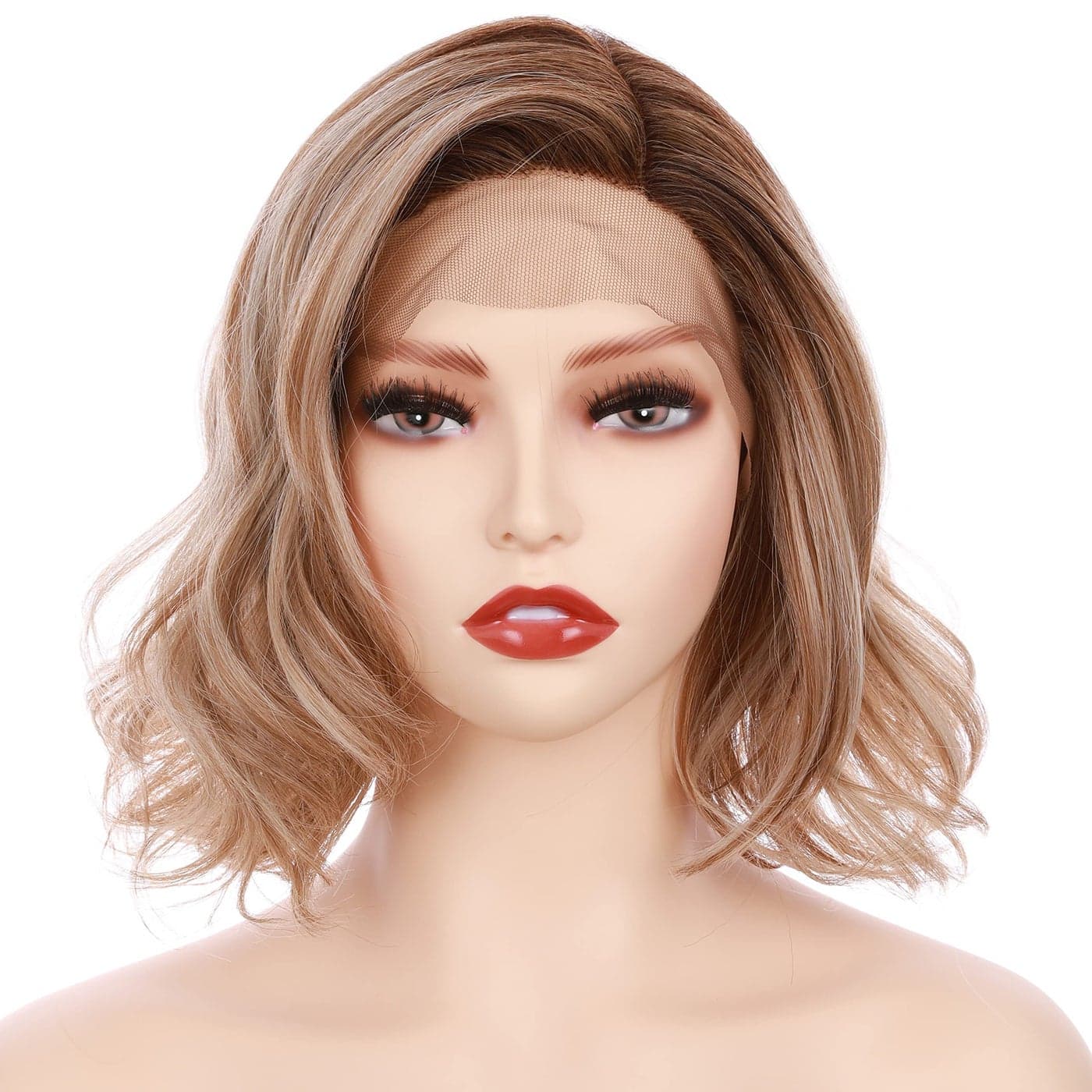 Onedor Lace Front Short Wavy Hair Bob Wig for Women, 10 Inch with Side Part (OT8/386/624)