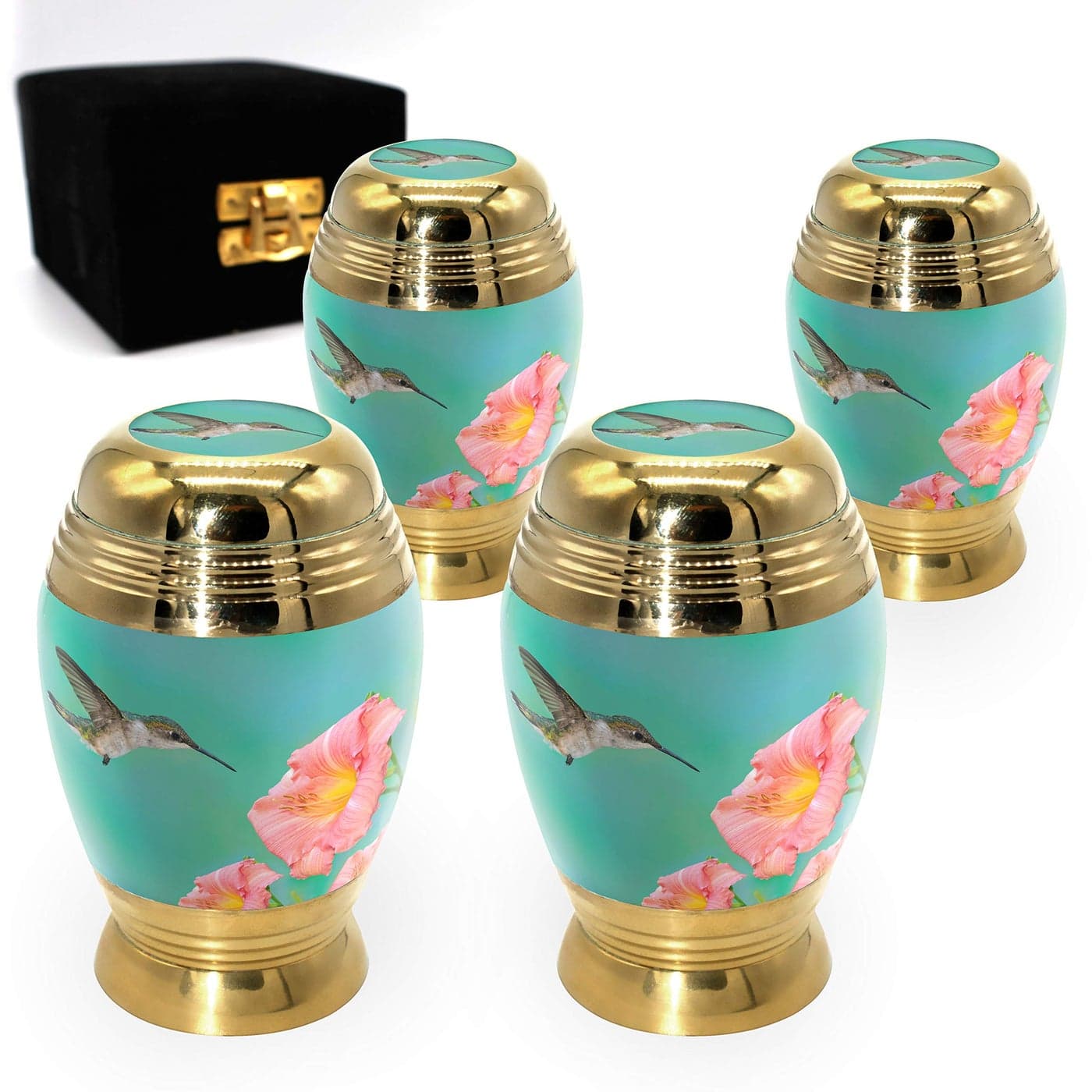 Hummingbird Keepsake Urns for Human Ashes with Velvet Gift Box for Cremation Keepsakes for Ashes Small Cremation Urn and Small Keepsake Urn Set of 4