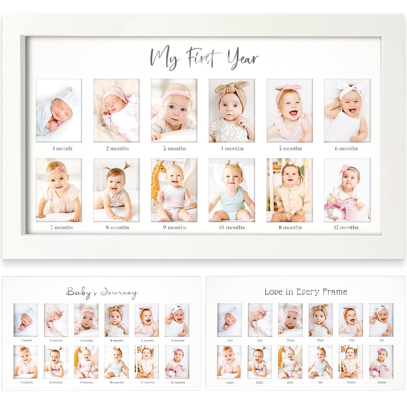 My First Year Photo Frame12 Months Baby Picture Frame for Newborn GirlBoyBaby Shower Gifts KeepsakesMonthly Babys One Year Birthday Milestone1st Nursery Photo Collage Display BoardAlpine White