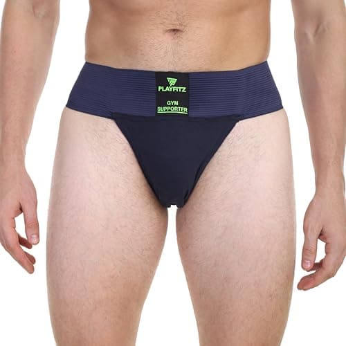 PLAYFITZ Tokyo Men's Gym Supporter – Stretchable Cotton Sports Underwear for Men for Cricket, Running, Workout Quick Dry, Moisture Wicking Innerwear – Size XL, Blue (Single Piece)