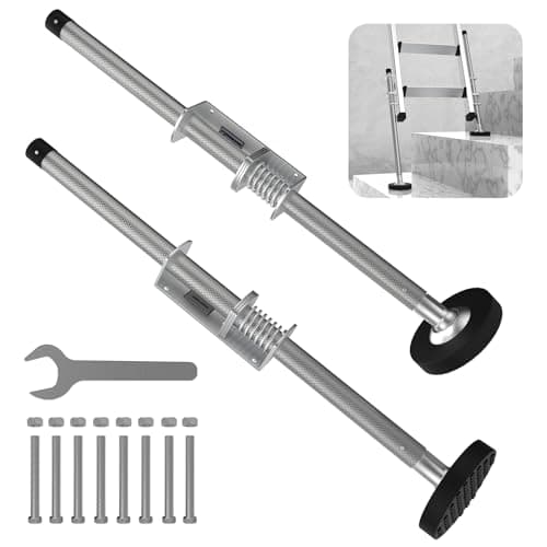 KARRYTON Ladder Levelers for Type II,I and IA Extension Ladders up to 32’,with Anti-Slip Threaded and Adjustable Extension Ladder Legs for Stairs and All Surfaces - Pair (Standard Version (20"))