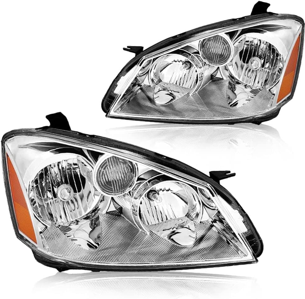 SOCKIR Headlight Assembly Pair for 2005-2006 Nissan Altima 4-Door Sedan Halogen Headlamp (Chrome)