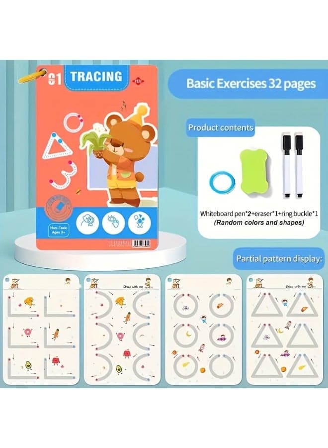 Reusable Magic Practice Notebook Set for Kids - Writing Skills Development - Number and Letter Writing Practice - Pen Control Training and Drawing Educational Workbook - Classroom Education