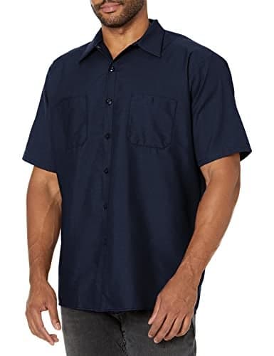Red Kap Mens Short Sleeve Industrial Work Shirt, Navy, Small US