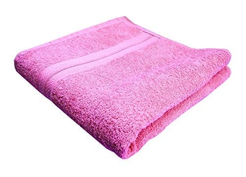 K.S. Collection Space Fly Cotton Highly Absorbent Plain Bath Towel (Pink, 27X54 Inches)