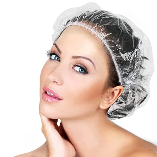 Clayherbs Disposable Shower Caps - Multi-Purpose Thickening Elastic Bath Cap Plastic Waterproof Clear Women Spa,Men Hair Caps,Home Use,Hotel and Salon, Portable Travel (50 Pcs)