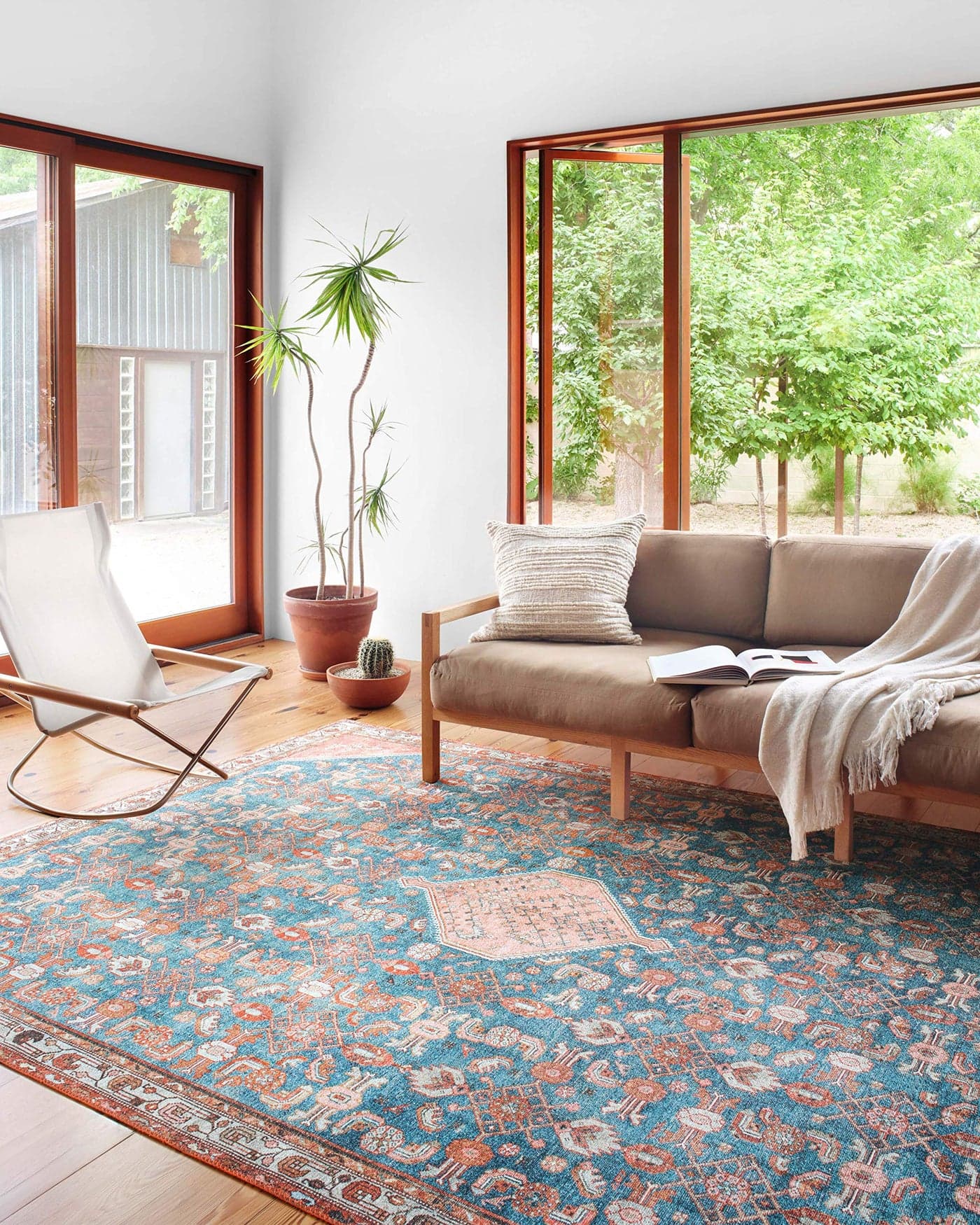 Loloi II Layla Collection LAY10 MarineClay 76 x 96 13 Thick Area Rug Soft Durable Vintage Inspired Distressed Low Pile NonShedding Easy Clean Printed Living Room Rug