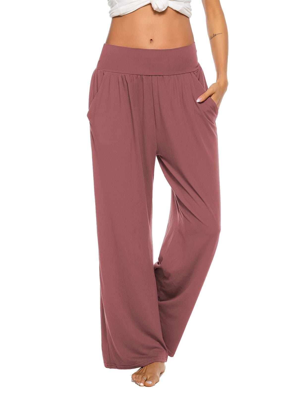 ZJCT Womens Yoga Sweatpants Wide Leg Joggers Pants Loose Comfy Lounge Pajama Pants with Pockets Cameo M