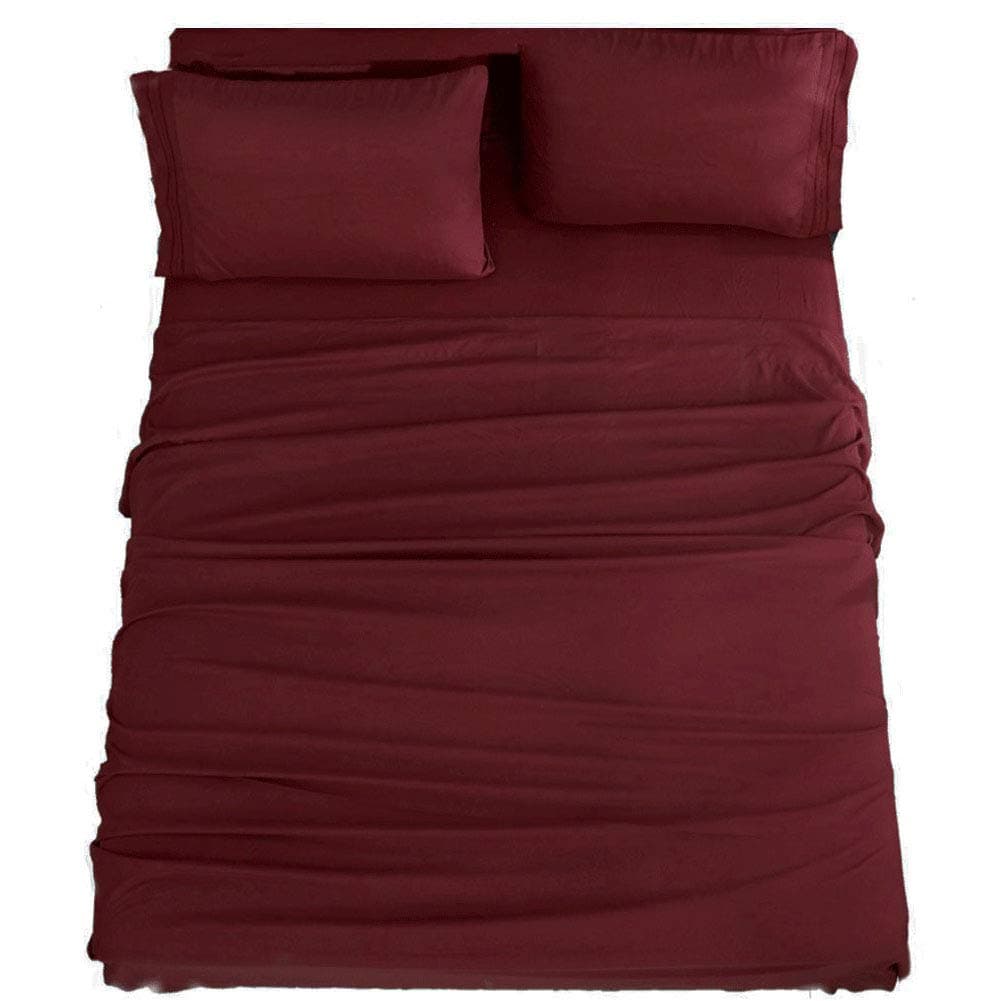 SONORO KATE Bed Sheet Set Super Soft Microfiber 1800 Thread Count Luxury Egyptian Sheets 16Inch Deep PocketWrinkle and Hypoallergenic4 Piece Burgundy King