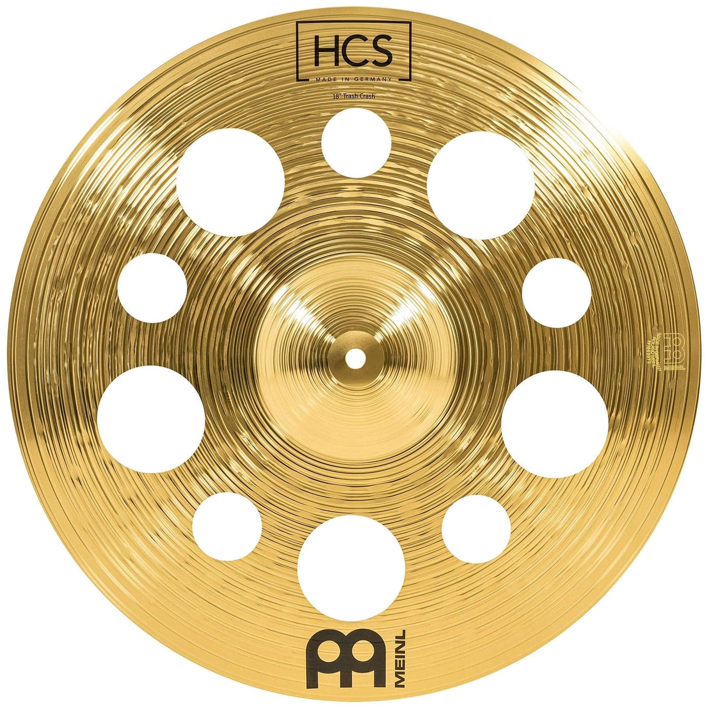 Meinl Cymbals HCS 18 Trash Crash Cymbal with Holes for Drum Set Made in Germany Traditional Medium Brass 2Year Warranty HCS18TRC