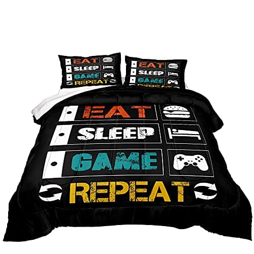 ZJian HOME Teen Gaming Comforter Set All Season Down Alternative for Boys Kids Game Controller Bedding Decor ComforterGame33 Queen